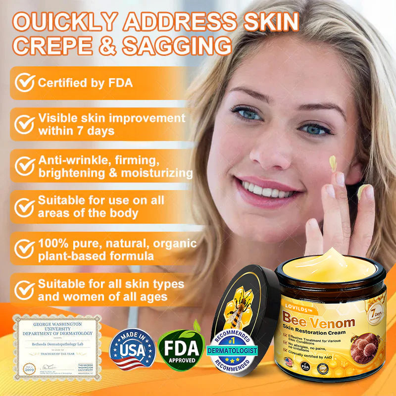 LOVILDS™ 𝘽𝙀𝙀 𝙑𝙀𝙉𝙊𝙈 𝑺𝒌𝒊𝒏 𝑹𝒆𝒔𝒕𝒐𝒓𝒂𝒕𝒊𝒐𝒏 𝑪𝒓𝒆𝒂𝒎 –🌸 Anti-aging,Hydrating, Skin Repair, Even Tone, Acne and Dark Spot Treatment, Wart and Mole Removal, Psoriasis Relief